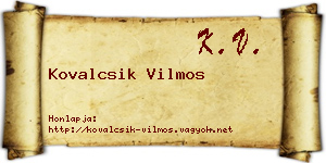 Kovalcsik Vilmos névjegykártya